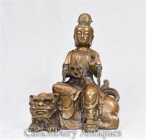 Bronze Tibetan Bronze Statue Buddhist Fugen Monju Samantabhadra Manjushri