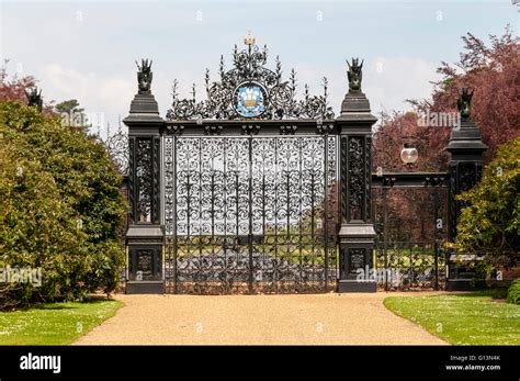 The Norwich Gates at the entrance to Sandringham House. Seen from ...