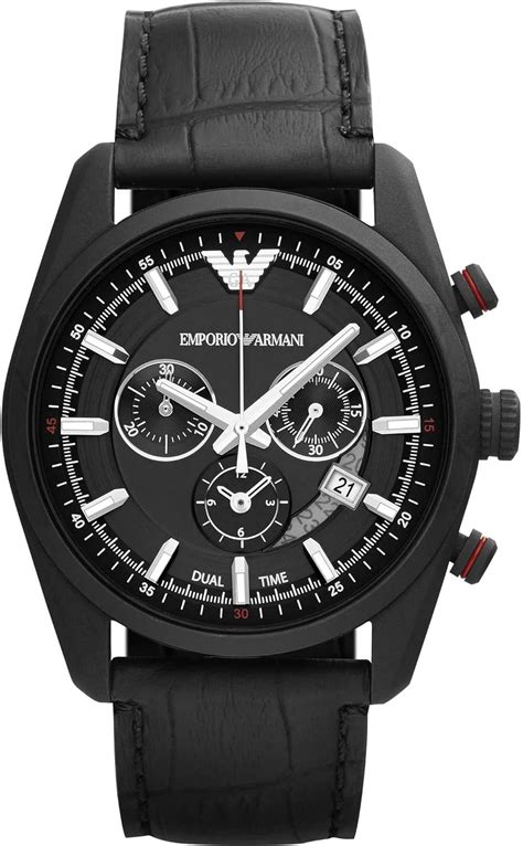 Emporio Armani Herren Armbanduhr XL Chronograph Quarz Leder AR6035