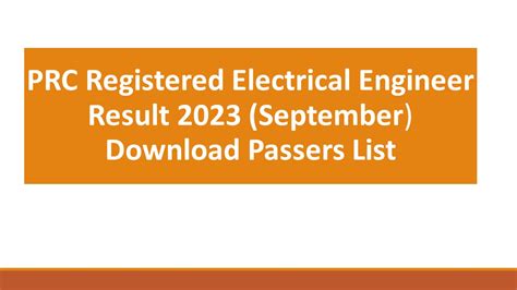 Prc Registered Electrical Engineer Result September Check Online