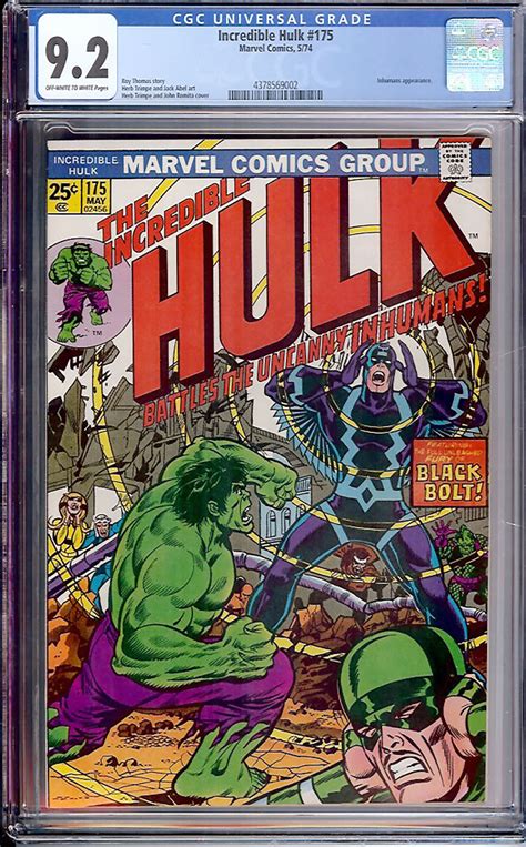 Incredible Hulk 175 CGC 9 2 Ow W Auction Pedigree Comics