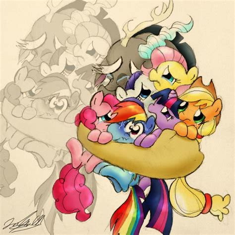 217490 Applejack Artist Cryssy Miu Discord Fluttershy Pinkie Pie