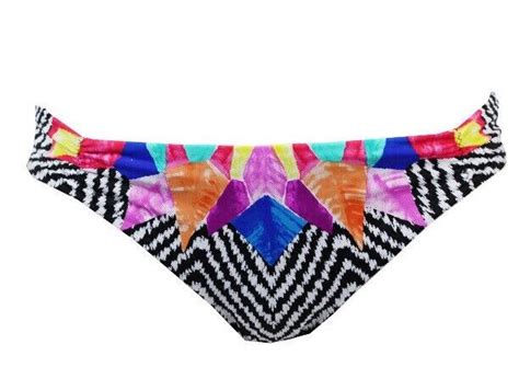 Bar Iii Black Multi Feather Daze Print Side Tab Hipster Bikini Bottom