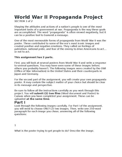 World War Ii Propaganda Project World War Ii Propaganda Project Section 1 Of 2 Shaping The