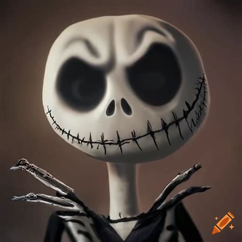 Eerie artwork of jack skellington in halloween town