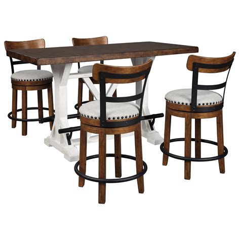 Ashley Signature Design Valebeck 5 Piece Counter Height Table Set Johnny Janosik Table