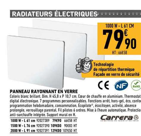 Promo Pannau Rayonnant En Verre Chez Brico Cash