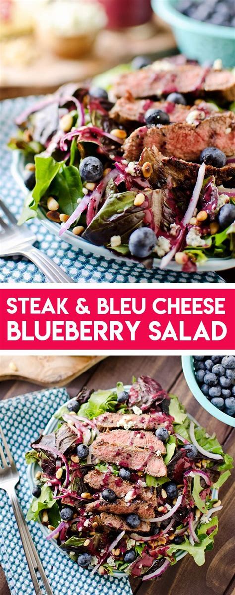 Steak And Bleu Cheese Salad With Blueberry Balsamic Dressing Recipe Salad Recipes Layered