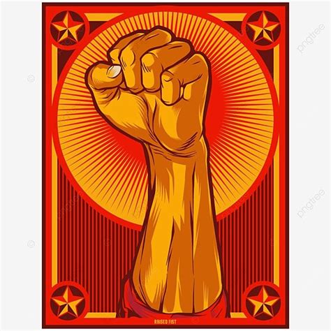 Protest Fist Vector Art PNG, Clenched Fist Propaganda Poster Illustration Protest Fist Raised ...