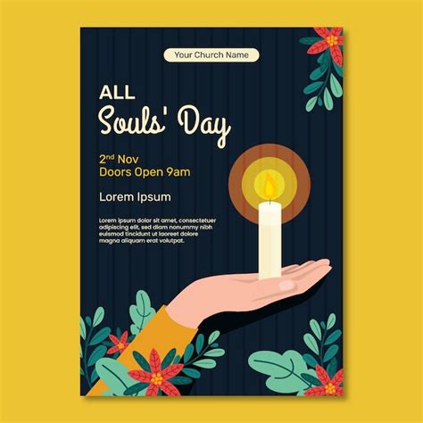 Free Vector Flat All Souls Day Vertical Poster Template