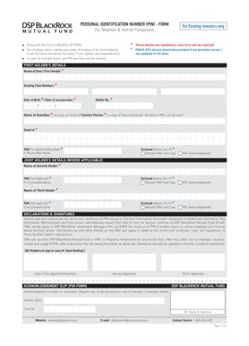 Fillable Online Occa Pin Form DSP BlackRock Mutual Fund Occa