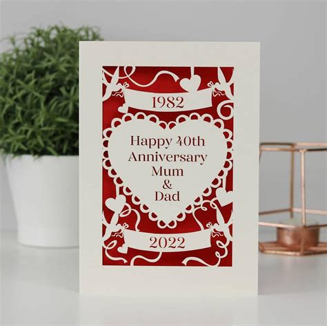 Ruby 40th Wedding Anniversary Card Wife/husband/mum Dad/nan New Zealand ...