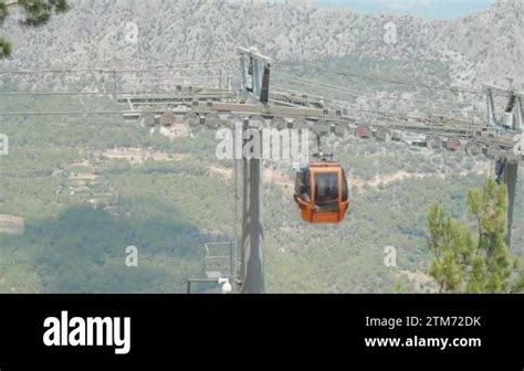 Cable Car Funicular The Red Funicular Rides On A Rope And Rails A