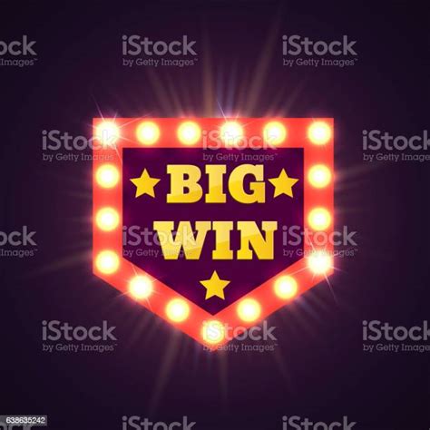 Big Win Retro Banner With Glowing Lamps Vector Stock Illustration