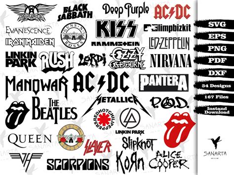 Rock Band SVG File For Cricut Rock Band Logo Bundle Etsy