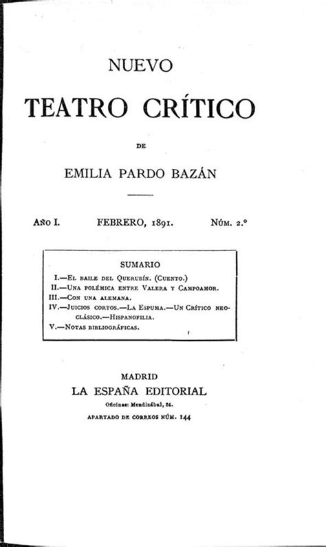 Nuevo Teatro Crítico Año I Núm 2 Febrero De 1891 Biblioteca