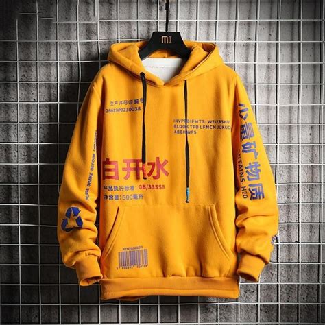 Mens Fleece Harajuku Japanese Hip Hop Streetwear Hoodie Japanese