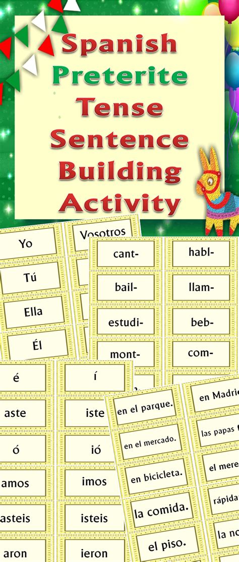 Hands On Activity Making Spanish Preterite Tense Sentences Spanish