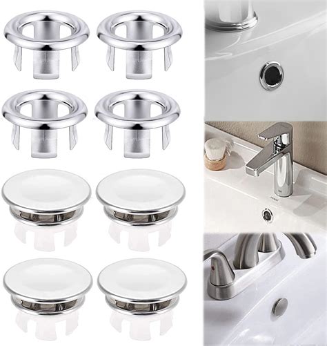 Pieces Sink Overflow Ring Overflow Cap Cover Chrome Sink Insert In