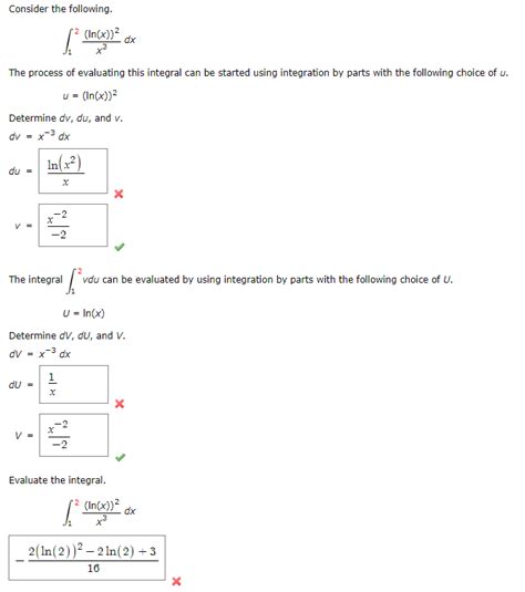 Solved Consider The Following ∫12x3lnx2dx The Process