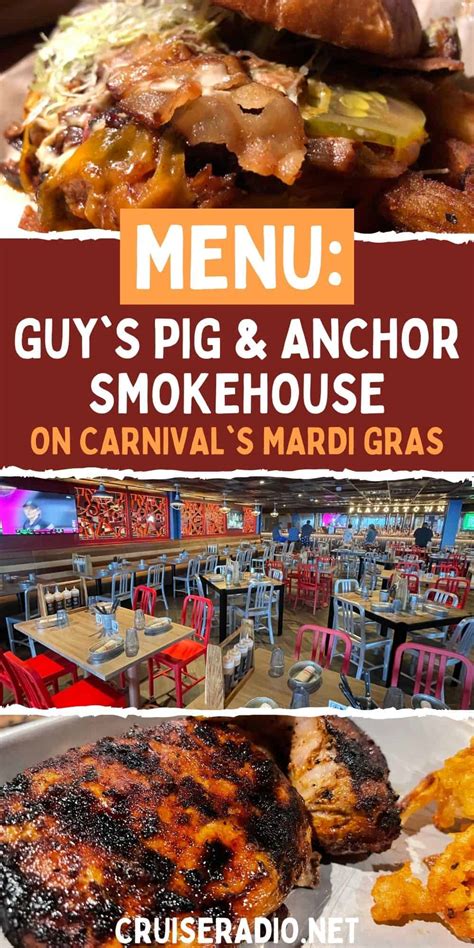 MENU: Guy's Pig & Anchor Smokehouse on Carnival's Mardi Gras