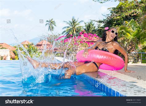 Sexy Lady Black Bikini Long Legs Stock Photo Shutterstock
