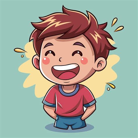 Мальчик смеется Эмоте мультфильм Векторная иллюстрация | Премиум AI ...