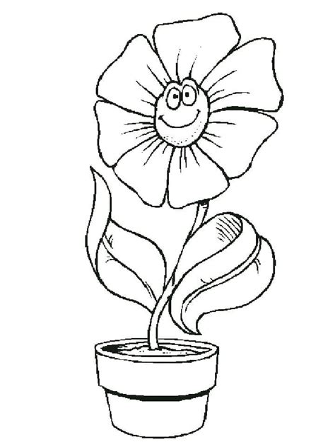 Dibujos De Maceta Con Flor Para Colorear Para Colorear Pintar E