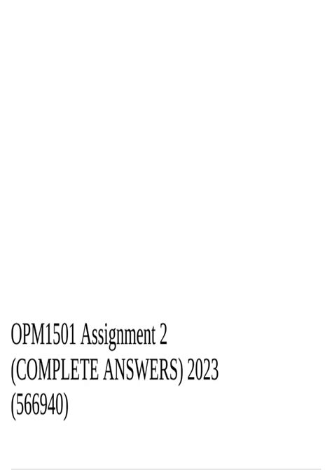 OPM1501 Assignment 2 COMPLETE ANSWERS 2023 OPM 1501 OPM1501