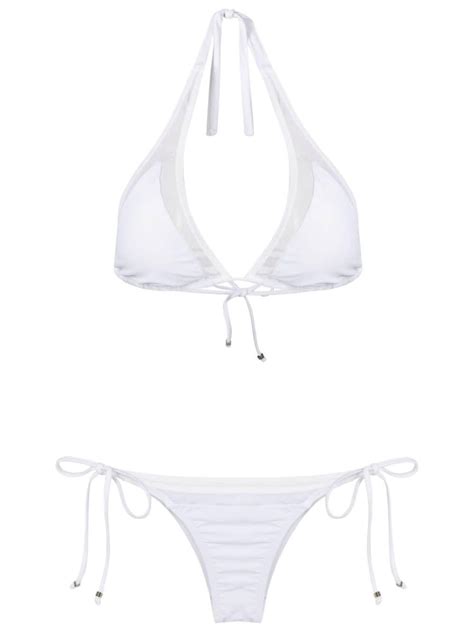 Amir Slama Sheer Panels Triangle Bikini In White Lyst