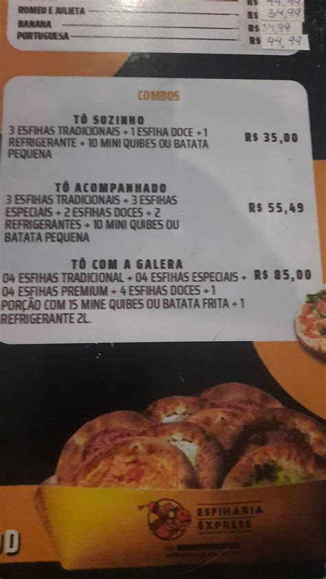 Menu Em Esfiharia E Pizzaria Express Bras Lia