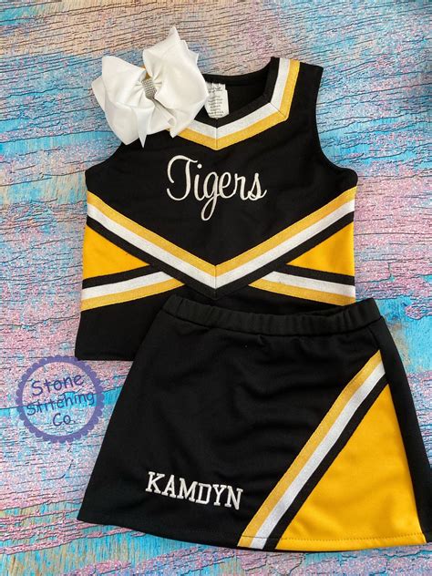 Yellow And Black Cheer Uniform Customized Cheerleading Uniform Girls Cheer Uniform Panthers