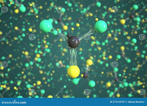 Thiophosgene Molecule Made With Balls Conceptual Molecular Model Chemical 3d Rendering Stock