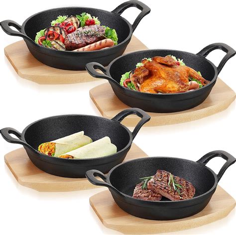 Amazon Mifoci Sets Cast Iron Skillet With Wooden Base Mini Cast