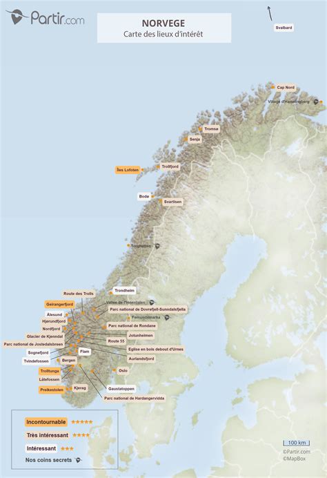 4 cartes touristiques de la Norvège des lieux à voir et à ne pas manquer