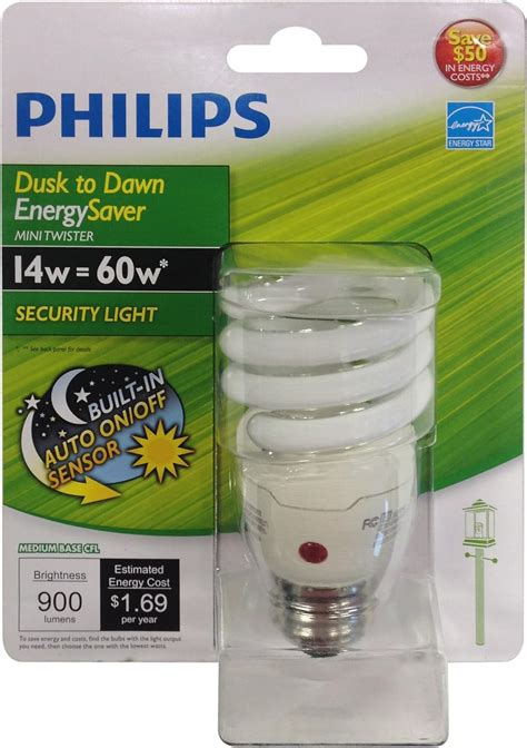 Philips 405852 Energy Saver Compact Fluorescent Dusk To Dawn 14 Watt