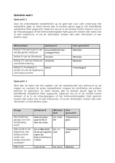 Opdrachten Jurist En Recht Opdrachten Week Opdracht Zoek De