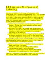 1 1 Discussion The Meaning Of Technology Docx 1 1 Discussion The