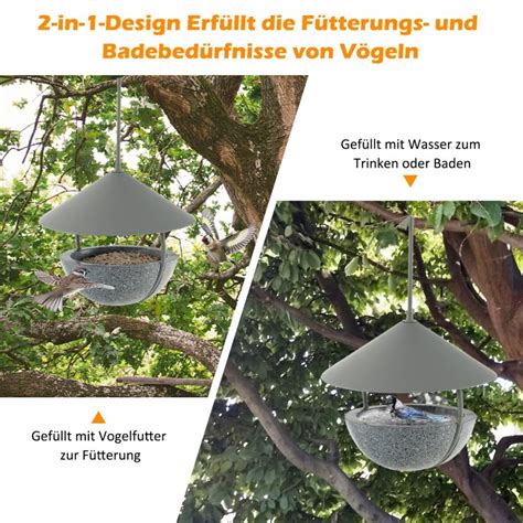 Metal Hanging Bird Feeder And Bath With Weatherproof Dome Costway