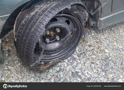 Destroyed Blown Out Tire Exploded Shredded Damaged Tire Modern