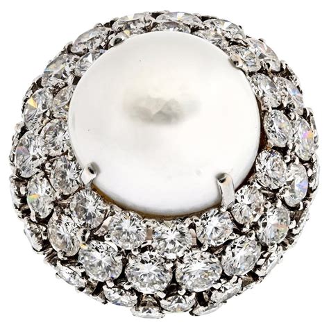 David Webb South Sea Pearl And Diamond Ring In Platinum For Sale At