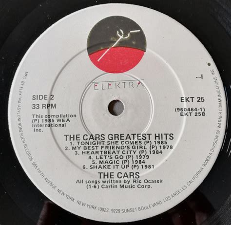 The cars greatest hits by The Cars, 1985, LP, Elektra - CDandLP - Ref:2411277346