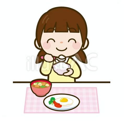 朝食を食べる子供イラスト No 2008920／無料イラストフリー素材なら「イラストac」