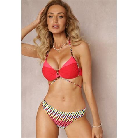 Czerwone Bikini Push Up Z Figami W Mozaikowy Wz Rmalandra Renee Odzie