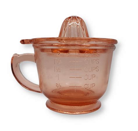 Pink Depression Style Glass Juicer Reamer And 2 Cup Measuring Etsy