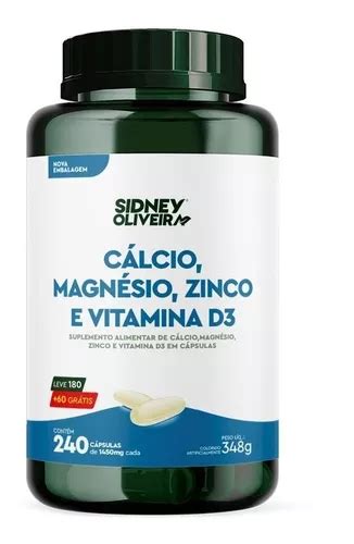 Magnesio Cálcio Zinco Vitamina D 1000mg 240 Cps Sidney MercadoLivre