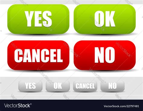 Set Of Buttons With Words Yes Ok Cancel Royalty Free Vector