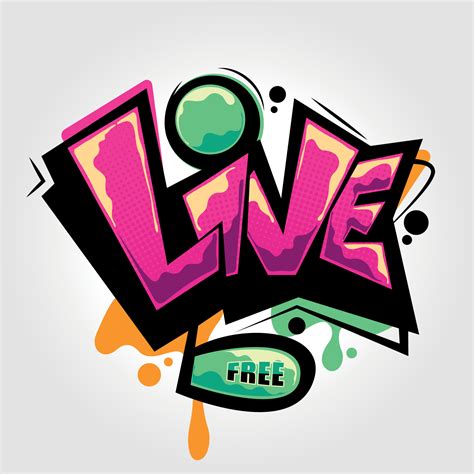 vector illustration of text live free with magent and green colors ...