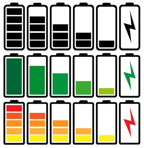 Gráficos vectoriales de iconos de indicadores de carga de batería