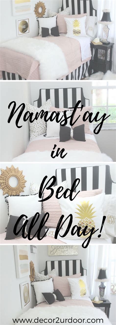 Dorm Room Inspo Trendy Blush Black And White Dorm Room Bedding Set